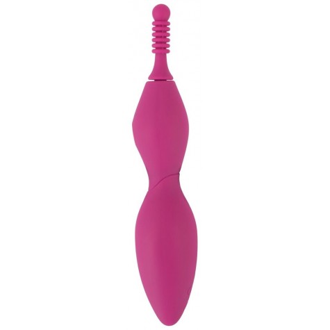 Ярко-розовый клиторальный вибратор с 3 насадками Spot Vibrator with 3 Tips - 17,9 см.