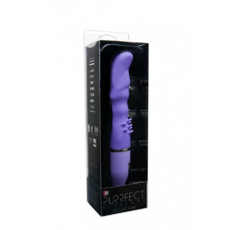 Фиолетовый вибратор PURRFECT SILICONE DELUXE VIBE с шипиками в основании - 15 см.