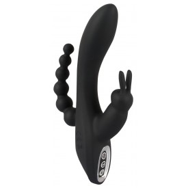 Черный тройной вибратор Triple G-Spot Vibrator - 20,8 см.